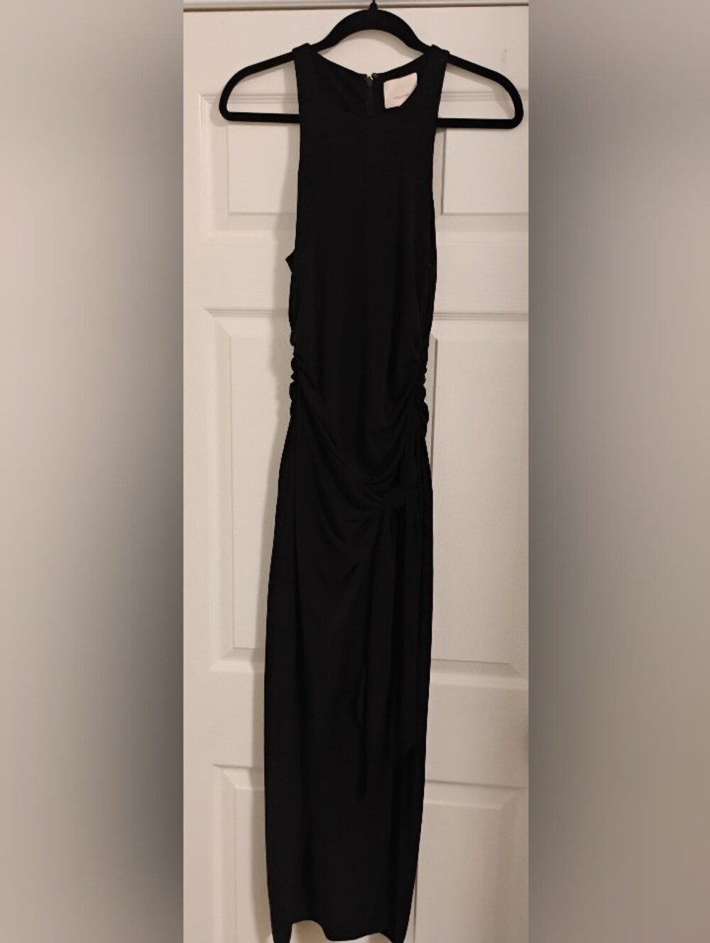 5a7 cinq a sept Black Sleeveless Knotted Ruched Waist Maxi Dress in Size 8